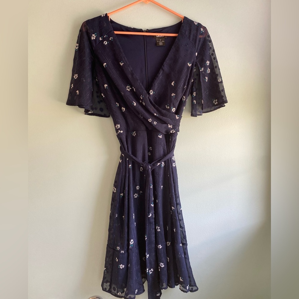 Women’s blue shortsleeved dress by DKNY; size 2